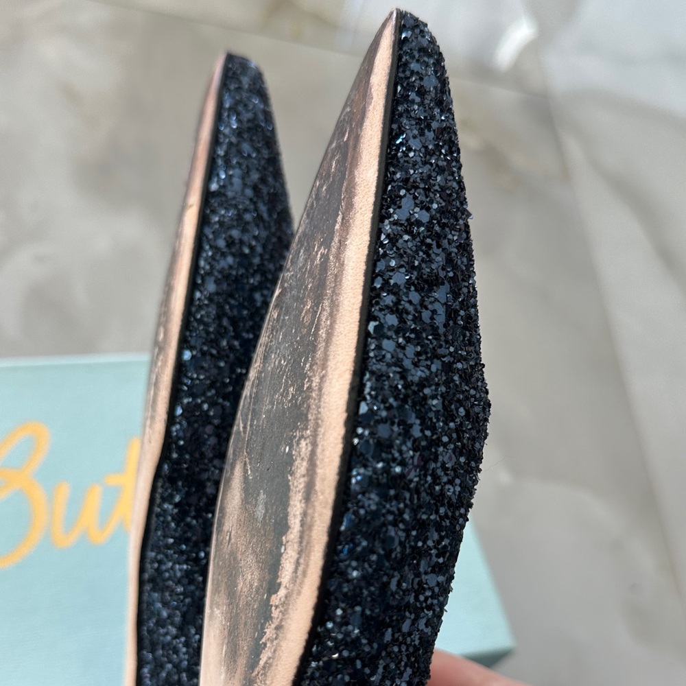 Butter Navy Glitter Pointed Toe Flats - Picture 4 of 6